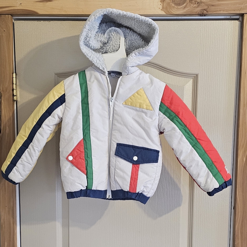 Vintage 90's Colorforms By Kids Quiltex Size 4 Multicolor Winter Jacket White